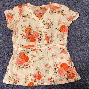 Floral Koi Scrub Top / Blouse